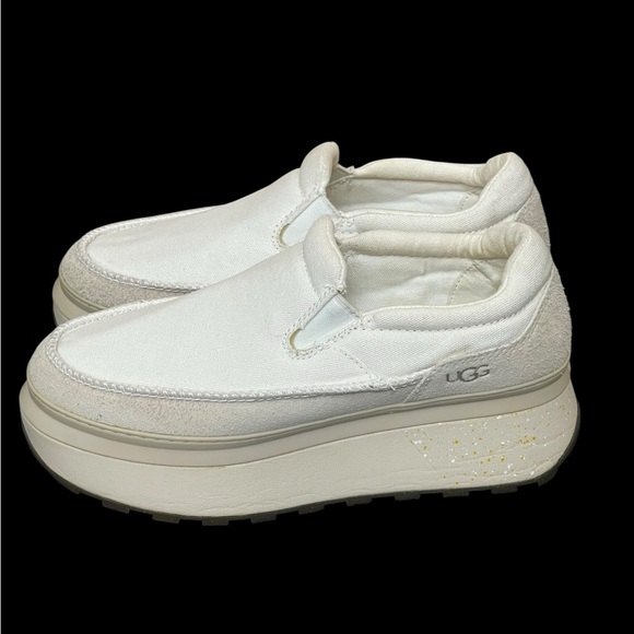 Ugg Marin Slip On Platform Cream Canvas Shoes size 9.5 - Picture 4 of 15